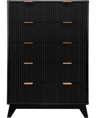 5 Drawers Dresser for Bedroom, Tall Mid Century Modern Dresser Chest of Drawers, Fluted Tall Dressers for Bedroom, Living Room.