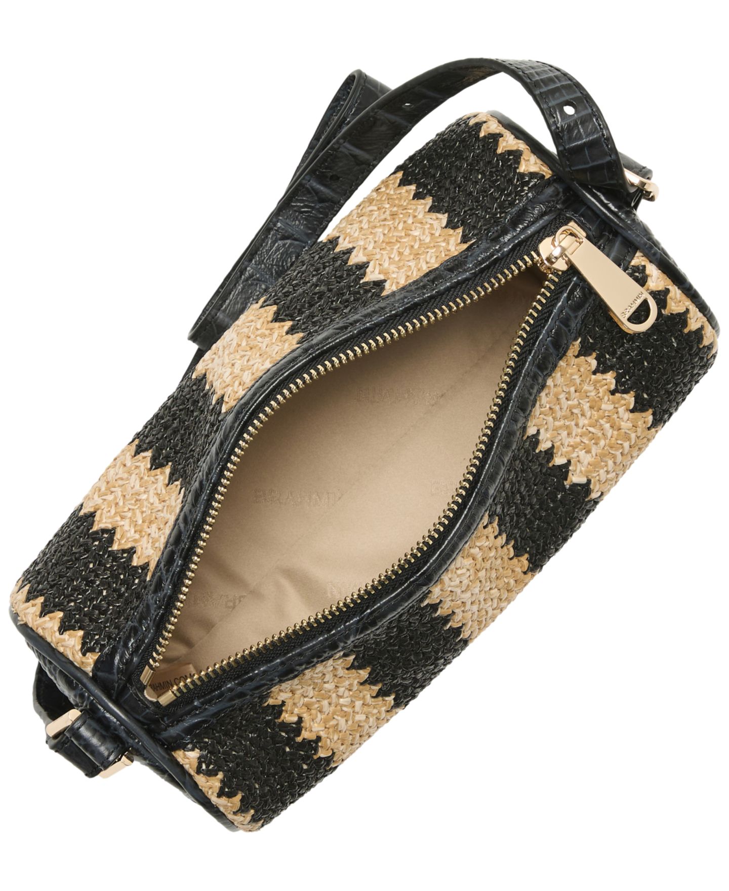 Женская сумка Brahmin Billie Small Leather and Straw Slim Shoulder Barrel, цвет: Чёрный — фото 4
