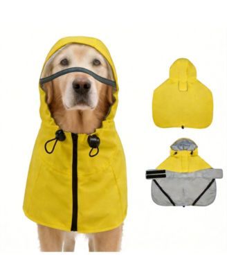 Waterproof Windproof Dog Rain Jacket with Hood for Active Breeds - Breathable Mesh Lining