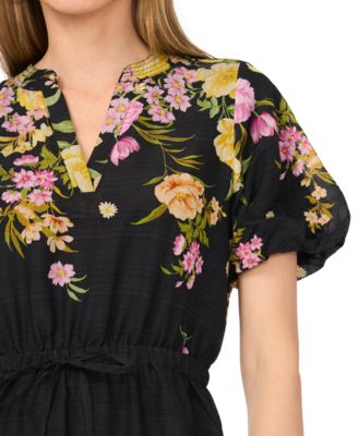 Women's V-Neck Printed Midi Dress