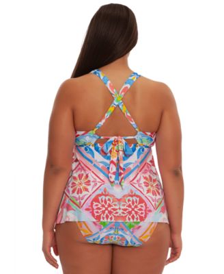 Plus Size Mijas Ring V-Neck Tankini Top