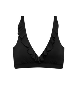 Women's Dark Navy Ruffle Underwire Bralette Swimsuit Top