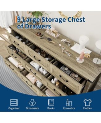 Drawer Dresser for Bedroom, Farmhouse Tall Wooden Chest of Drawers with Mid Century Modern Style