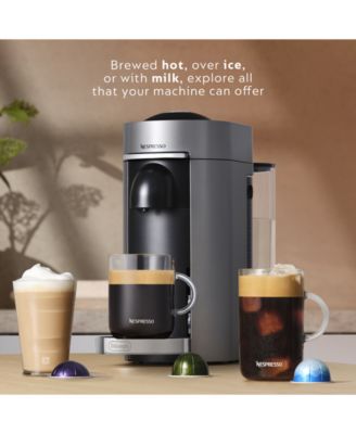 Vertuo Plus Deluxe Coffee and Espresso Machine by De'Longhi, Titan with Aeroccino Milk Frother