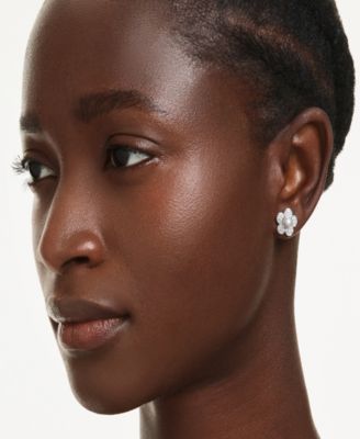 Ariana Grande x Rhodium Plated Mother of Pearl Flower Stud Earrings