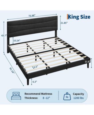 Frame with Headboard, Velvet Upholstered Platform Bed Frame No Box Spring Needed with Under-Bed Storage and Strong Wood Slats Support
