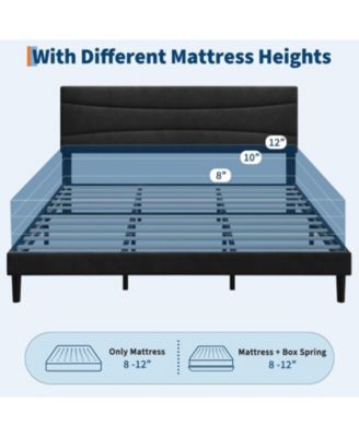 Frame with Headboard, Velvet Upholstered Platform Bed Frame No Box Spring Needed with Under-Bed Storage and Strong Wood Slats Support