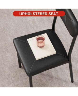 5-Piece Square Dining Set for 4, Metal Frame Table & Upholstered Chairs, Retro