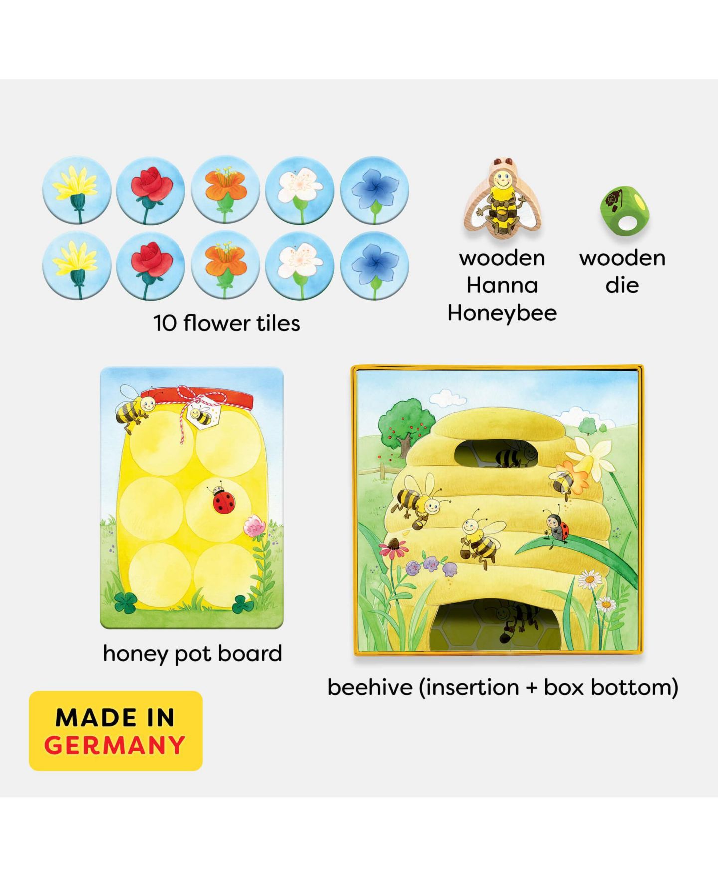 Детские настольные игры Haba Hanna Honeybee Cooperative Matching 10-Piece Board Game, Ages 2+, цвет: Mutli — фото 6
