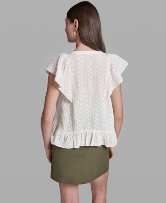 Women's Multi Layer Ruffles Flutter-Sleeve Top