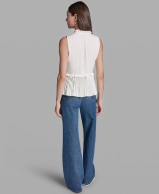 Women's Ruffles Pleated Hem Top