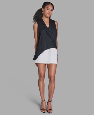 Women's Asymmetrical Faux Wrap V-Neck Top