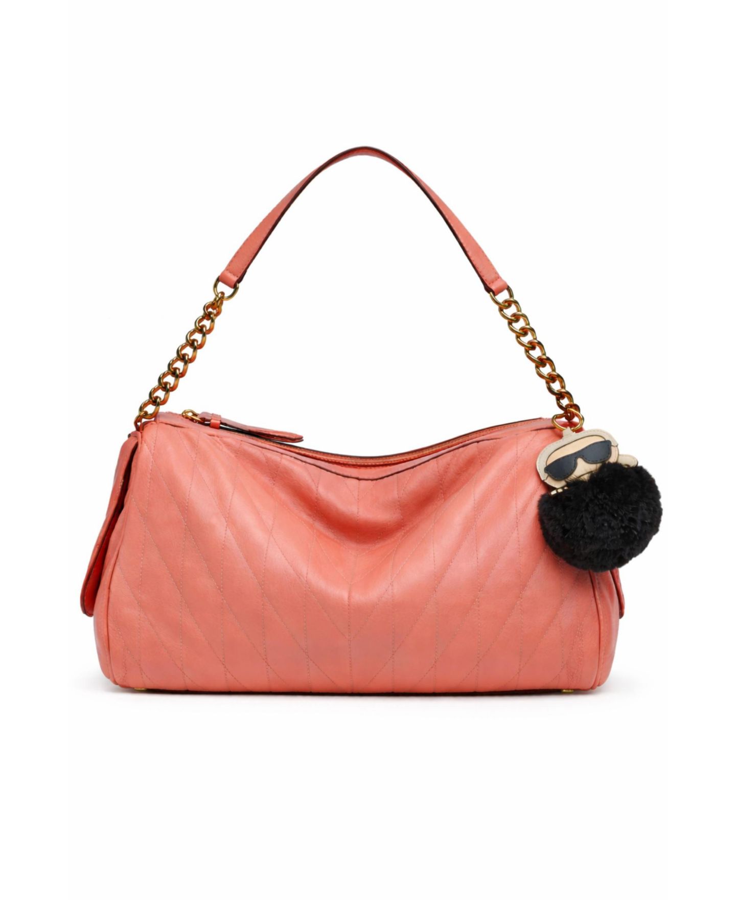 Женская сумка KARL LAGERFELD PARIS Lafayette Medium Zip-Top Satchel, цвет: Коралловый — фото 1