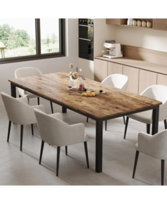 78.7" Industrial Dining Table for 6, Wooden Long Table, Mortise Tenon, Metal Legs, Dining Room, Office, Retro