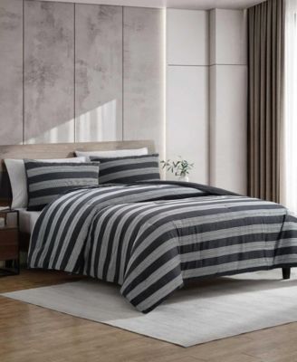 Banded Stripe Textured Microfiber 7-Pc. Comforter Set, King