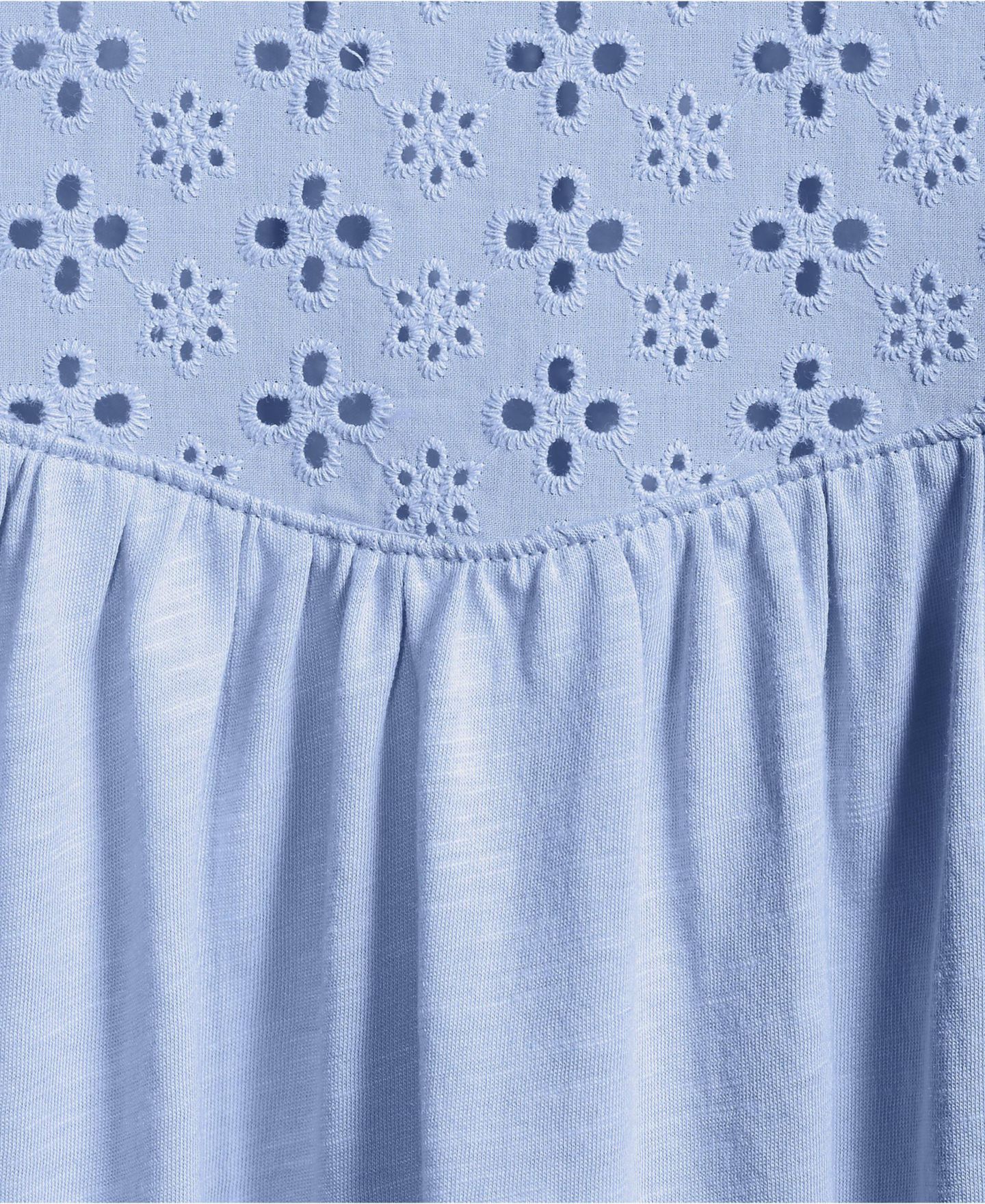 Женский топ Lands' End Plus Size 3/4 Sleeve Eyelet Mix Flowy, цвет: Светлый морской синий — фото 4