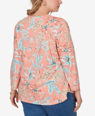 Plus Size Embellished Oceania Floral Knit Top