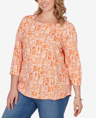 Plus Size Seashell Patchwork Knit Top