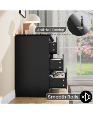 Wooden Dresser with 6 Drawers, Tall Modern Closet with Deep Storage, Large Chest of Drawers with Wide Top, Long Storage Dresser for Bedroom