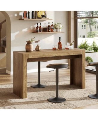 63" Long Bar Table, Counter Height Pub Dining Table for 4-6, Modern Home Bar Unit