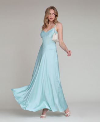 Women's V-Neck Laced-Up Bias Cut Gown Dress