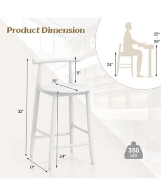 Counter Height Bar Chair Set with Acacia Wood Frame and Supporting Legs