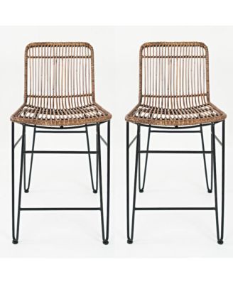 Weaver Hairpin Modern Global Rattan Counter Barstool (Set of 2)