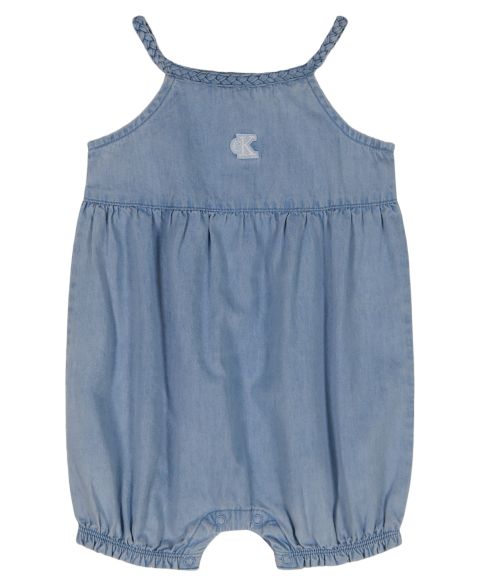 Комбинезон Calvin Klein Embroidered Eyelet Sleeveless Romper для девочек-малышей, цвет: Синий