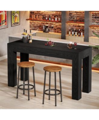 63" Long Bar Table, Pub Table for Kitchen, Home Bar & Living Room