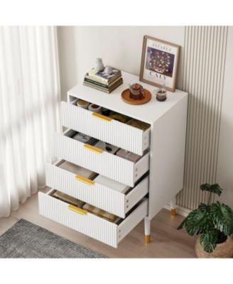 4 Drawer Dresser for Bedroom, Modern Closet Dressers Chest of Drawers, Wood Storage Dresser Chest Cabinet Organizer Unit