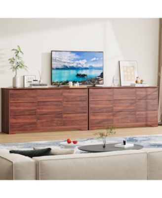 Wooden Dresser with 9 Drawers, Tall Modern Closet with Deep Storage, Large Chest of Drawers with Wide Top, Long Storage Dresser for Bedroom