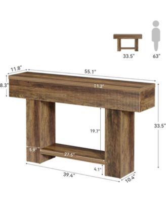 2-Tier Console Table, 55-Inch Farmhouse Entryway Table, Rustic Wood  Sofa Table