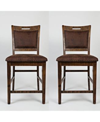 Industrial Nailhead Trim Upholstered Back Counter Stool (Set of 2)