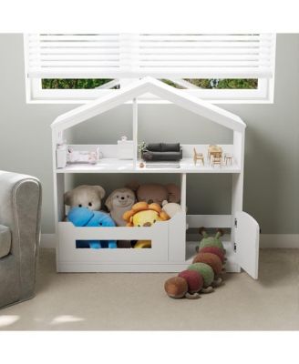 2-Tier Kids Bookshelf & Toy Storage with Motion Sensor Light, 36.6" Wide Wooden Bookcase for Nursery or Playroom