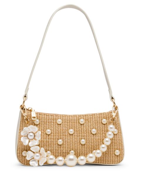 Женские Betsey Johnson Raffia Imitation Pearl Small Shoulder Handbag