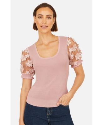 Women's Floral Applique Knitted Top