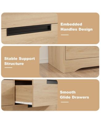 4-Drawer Modern Wood Dresser Bedroom Organizer with Embedded Handles, Storage Cabinet for Living Room, Nursery, Hallway