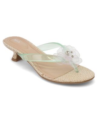 Women's Magnoleia Flower Kitten Heel Thong Sandals