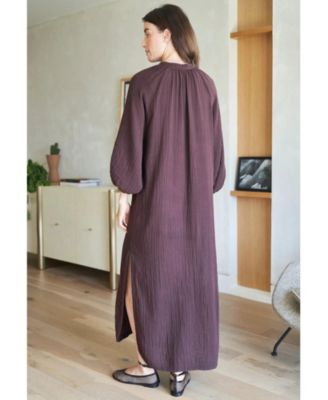 Plus Size Ocean+Main Avery Long Tie Neck Dress Gauze Caftan