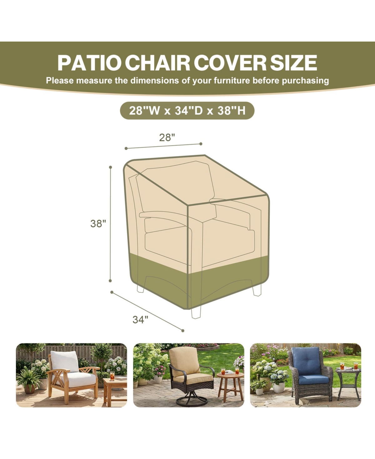 Aoodor Heavy Duty Patio Chair Cover