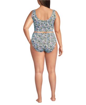 Plus Size Tugless Midkini Top and High Waisted Bottom Swimsuit Set