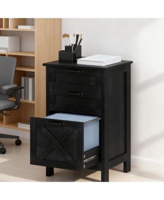 3 Drawer File Cabinet with Silent Slides, Farmhouse Vertical Filing Cabinet for A4/Letter Size, Printer Stand with Storage for Home Office