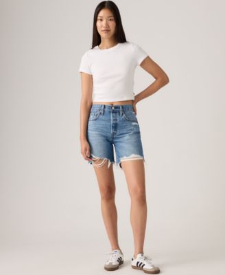 501&reg; Mid-Thigh High Rise Straight Fit Denim Shorts