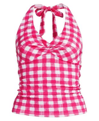 Women's Pique Knot Twist Halter Tankini Top