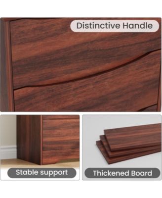 Wooden Dresser with 3 Drawers, Tall Modern Closet with Deep Storage, Large Chest of Drawers with Wide Top, Long Storage Dresser for Bedroom