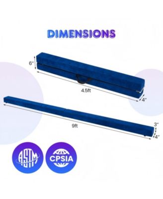 9 FT Folding Gymnastics Balance Beam with Anti-slip Base and Pine Wood Frame