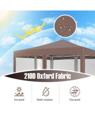 10x10 ft Pop-Up Canopy Tent with Mesh Netting, Instant Setup