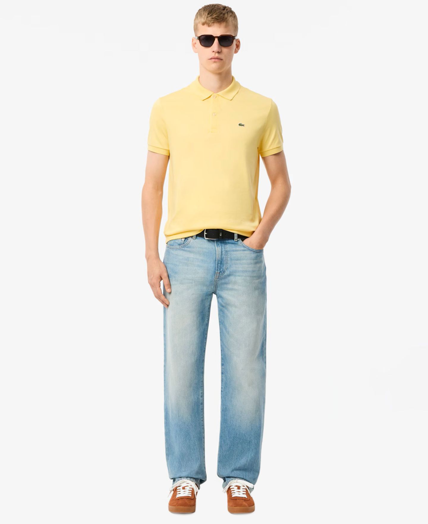 Мужское поло Lacoste Regular-Fit Cotton Polo Shirt, цвет: 107 Жёлтый — фото 2