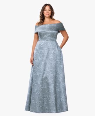  Plus Size Off-The-Shoulder A-Line Gown
