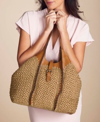 Santorini Medium Woven Straw Satchel Bag